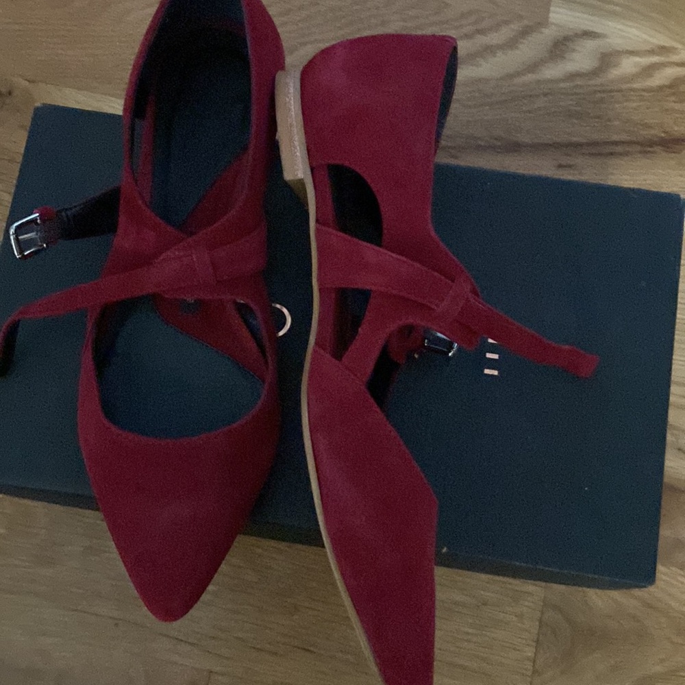 Pied Juste Raspberry Red Suede Flats - image 2